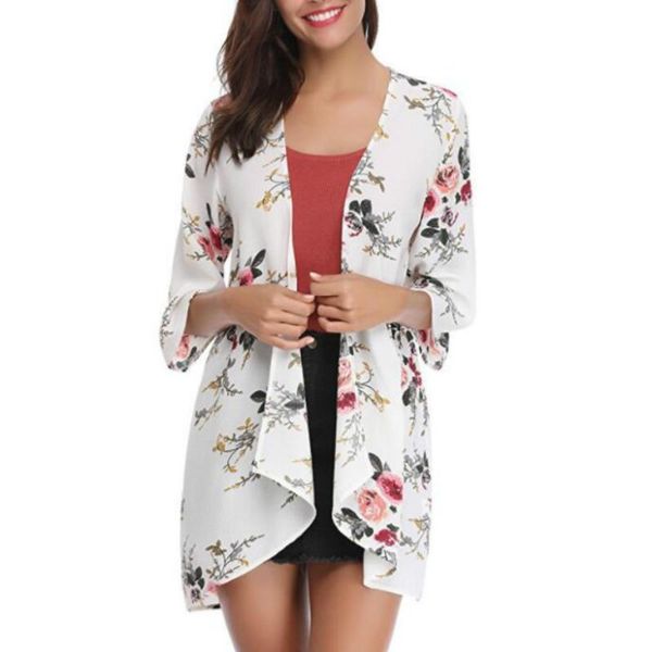 women's blouses & shirts women summer 3/4 sleeve floral print kimono cardigans capes casual boho chiffon loose beach cover-up blouse, White
women's blouses & shirts women summer 3/4 sleeve floral print kimono cardigans capes casual boho chiffon loose beach cover-up blouse, White