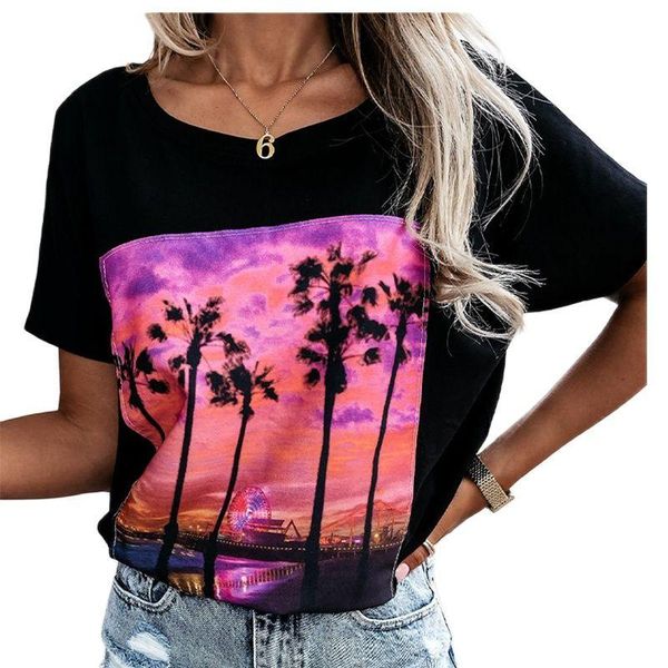 women's t-shirt fashion 2021 summer style printing map casual knitted ladies' all-match, White
women's t-shirt fashion 2021 summer style printing map casual knitted ladies' all-match, White
