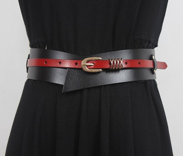 belts women's runway fashion contrast color genuine leather cummerbunds female dress corsets waistband decoration belt r2634, Black;brown
belts women's runway fashion contrast color genuine leather cummerbunds female dress corsets waistband decoration belt r2634, Black;brown