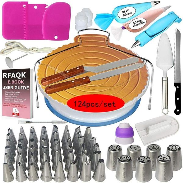 124pcs cake decorating tool icing piping tips plastic plate turntable rotating stand russian pastry nozzles decor baking & tools
124pcs cake decorating tool icing piping tips plastic plate turntable rotating stand russian pastry nozzles decor baking & tools
