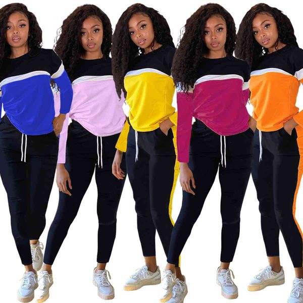 women's two piece pants 2021 women casual round neck tracksuit two-piece set fashion color matching long sleeve trousers sportswea, White
women's two piece pants 2021 women casual round neck tracksuit two-piece set fashion color matching long sleeve trousers sportswea, White