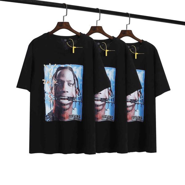 men's t-shirt 2021 american street trend hip hop rapper travis scott character print short sleeve, White;black
men's t-shirt 2021 american street trend hip hop rapper travis scott character print short sleeve, White;black