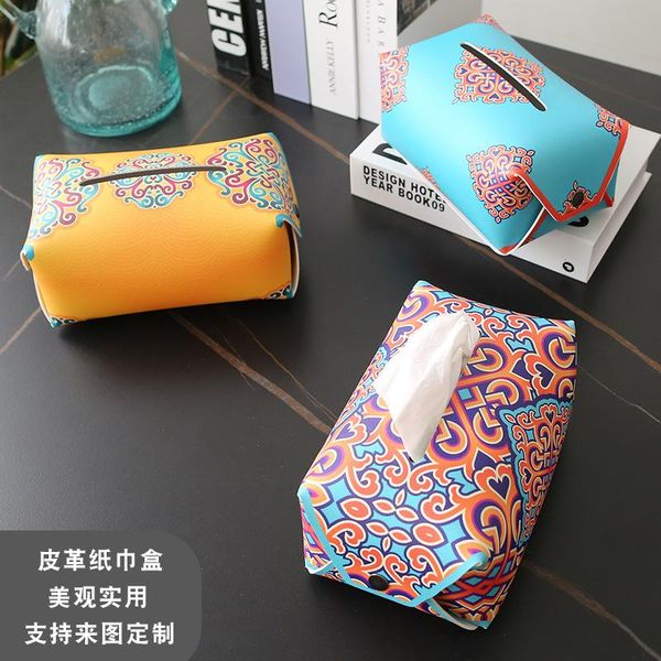 tissue boxes & napkins leather box, car pumping chinese totem box holder