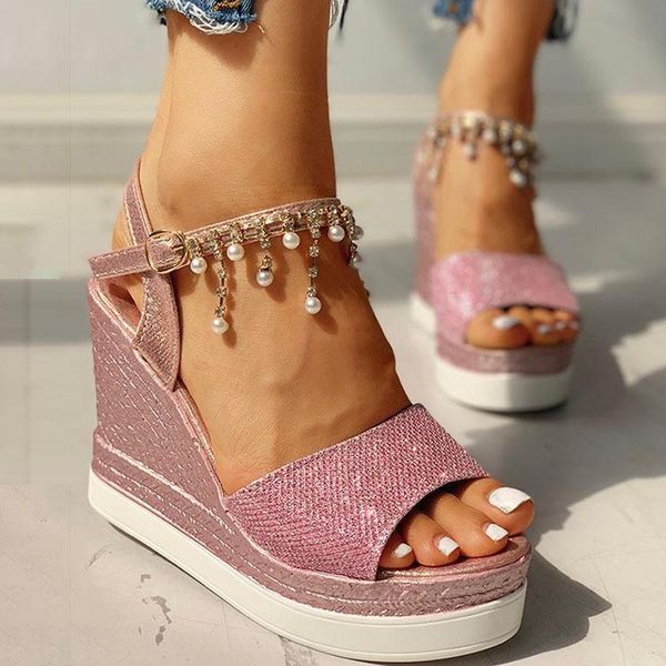 sandals women wedge high heels cm summer bead studded detail platform buckle strap peep toe thick bottom casual shoes, Black
sandals women wedge high heels cm summer bead studded detail platform buckle strap peep toe thick bottom casual shoes, Black