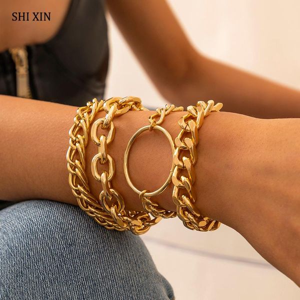 link, chain shixin gothic miami curb bracelets bangles for women hip hop gold/silver color bracelet on hand jewelry set, Black
link, chain shixin gothic miami curb bracelets bangles for women hip hop gold/silver color bracelet on hand jewelry set, Black