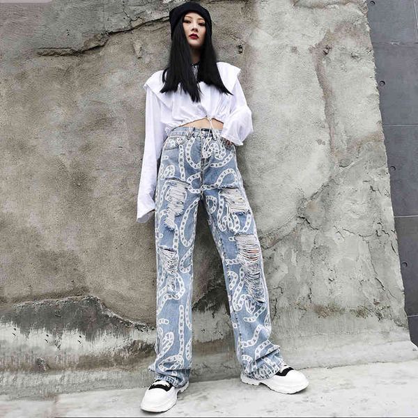 autumn women's clothes trend waist high-waisted jeans printed wide leg straight rubbing pants, Blue
autumn women's clothes trend waist high-waisted jeans printed wide leg straight rubbing pants, Blue