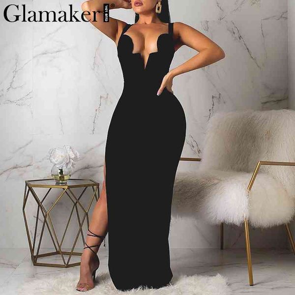 glamaker black v neck bodycon club dress women elegant high split backless long sundress female slim party summer dress vestidos 210414, Black;gray
glamaker black v neck bodycon club dress women elegant high split backless long sundress female slim party summer dress vestidos 210414, Black;gray