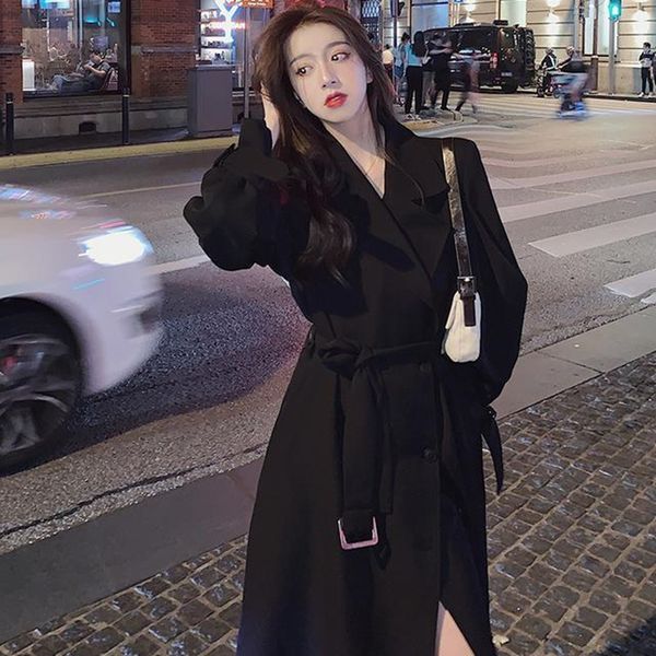 women's trench coats elegant women autumn 2021 double breasted long with belt lady streetwear slim outwear female black windbreaker, Tan;black
women's trench coats elegant women autumn 2021 double breasted long with belt lady streetwear slim outwear female black windbreaker, Tan;black