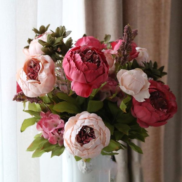 decorative flowers & wreaths artificial peony bouquets flower fake leaf silk blooming rose bridal hand for home wedding party table decor
decorative flowers & wreaths artificial peony bouquets flower fake leaf silk blooming rose bridal hand for home wedding party table decor