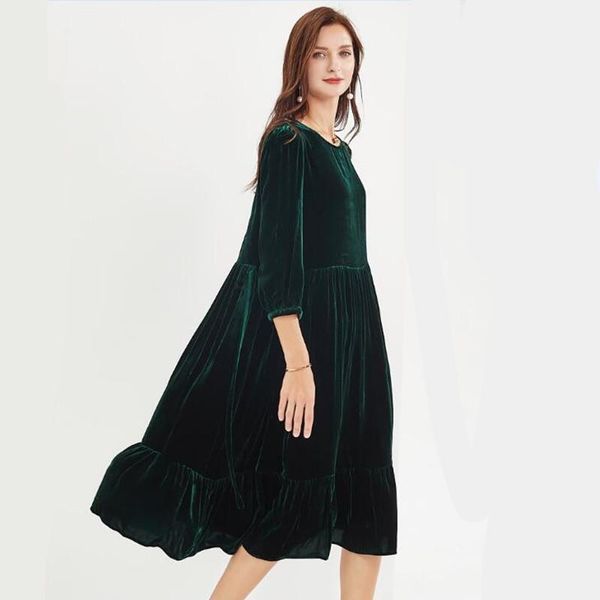 casual dresses spring women vintage ruffle velour dress autunm female chic three quarter sleeve elegant velvet party vestidos, Black;gray
casual dresses spring women vintage ruffle velour dress autunm female chic three quarter sleeve elegant velvet party vestidos, Black;gray