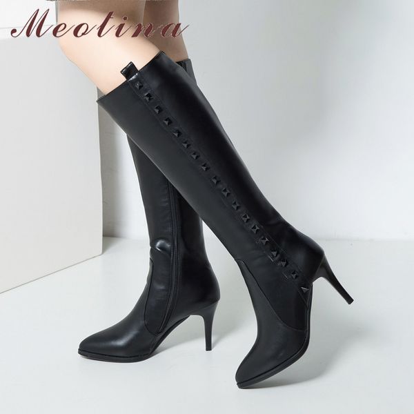 meotina winter knee high boots women natural genuine leather zip thin heels long boots rivets super high heel shoes ladies 34-42 210520, Black
meotina winter knee high boots women natural genuine leather zip thin heels long boots rivets super high heel shoes ladies 34-42 210520, Black