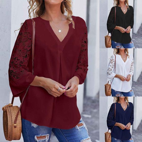 summer women white blouse v neck lace shirts 3/4 sleeve hollow out tunic casual loose solid office blusas s-5xl x0521
summer women white blouse v neck lace shirts 3/4 sleeve hollow out tunic casual loose solid office blusas s-5xl x0521