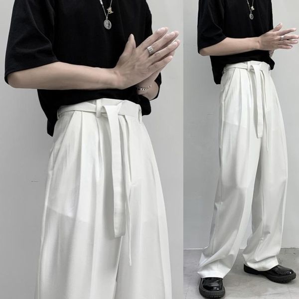 men's pants korean belt casual trousers fashion business society mens suit loose straight dress men wide-leg, Black
men's pants korean belt casual trousers fashion business society mens suit loose straight dress men wide-leg, Black