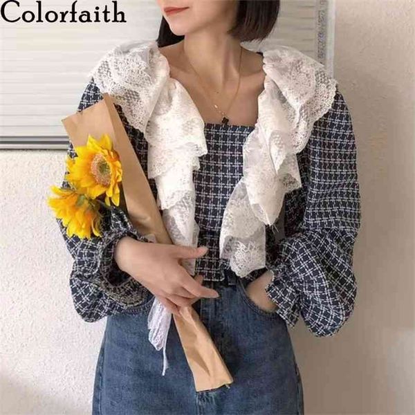 women spring autumn blouse shirts checkered patchwork lace vintage puff sleeve elegant short lady bl9829 210427, White
women spring autumn blouse shirts checkered patchwork lace vintage puff sleeve elegant short lady bl9829 210427, White