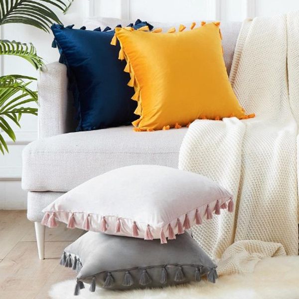 cushion/decorative pillow 45x45cm solid color tassel fringe cushion cover square velvet pillowcase household
cushion/decorative pillow 45x45cm solid color tassel fringe cushion cover square velvet pillowcase household