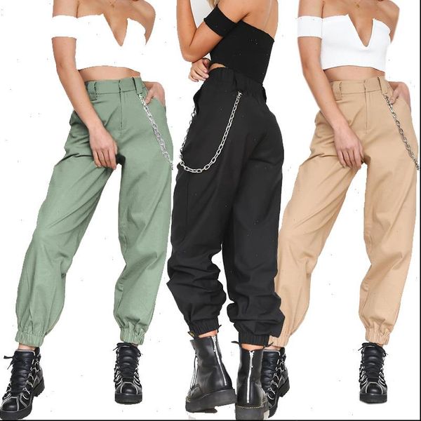 women pants fashion casual pure color loose wide leg womens chain decoration, Black;white
women pants fashion casual pure color loose wide leg womens chain decoration, Black;white
