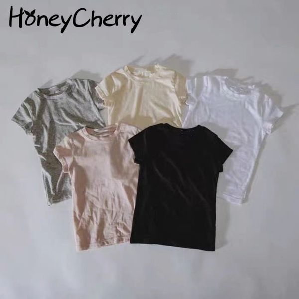 summer short sleeve t-shirt boys and girls pure color round collars simple t-shirt girl clothes 210515, Blue 
summer short sleeve t-shirt boys and girls pure color round collars simple t-shirt girl clothes 210515, Blue