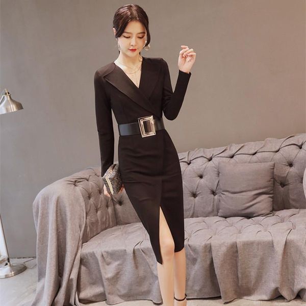 casual dresses s-xxl large size modis black dress women with sashes split solid work deep v-neck sheath bodycon office, Black;gray
casual dresses s-xxl large size modis black dress women with sashes split solid work deep v-neck sheath bodycon office, Black;gray