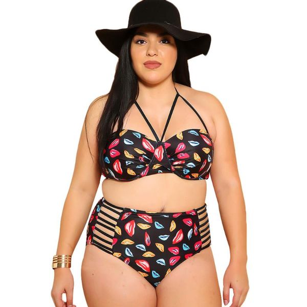 women's swimwear sale women plus size swimsuit lips print bikini high waisted set push-up bathing suit tankini d30, White;black
women's swimwear sale women plus size swimsuit lips print bikini high waisted set push-up bathing suit tankini d30, White;black