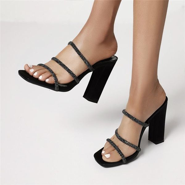 slippers fashion women's shoes block high heels summer mules women luxury crystal black white party female krhq
slippers fashion women's shoes block high heels summer mules women luxury crystal black white party female krhq