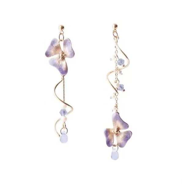 dangle & chandelier needle super fairy long simple elegant earrings fresh girl heart purple flowers asymmetric, Silver
dangle & chandelier needle super fairy long simple elegant earrings fresh girl heart purple flowers asymmetric, Silver