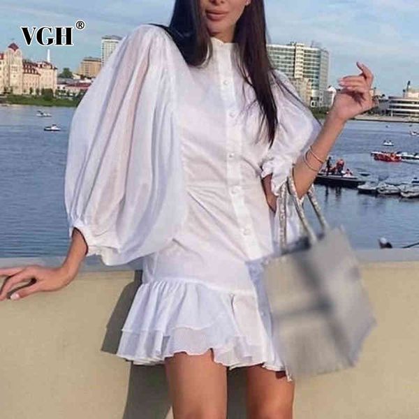 vgh white casual patchwork ruffle dress for women stand collar lantern wrist sleeve high waist mini dresses female fashion style 210421, Black;gray
vgh white casual patchwork ruffle dress for women stand collar lantern wrist sleeve high waist mini dresses female fashion style 210421, Black;gray