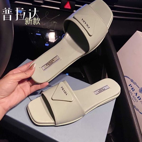 p triangle button candy color slippers women's new wear square leather versatile beach k9va zmm, Black
p triangle button candy color slippers women's new wear square leather versatile beach k9va zmm, Black
