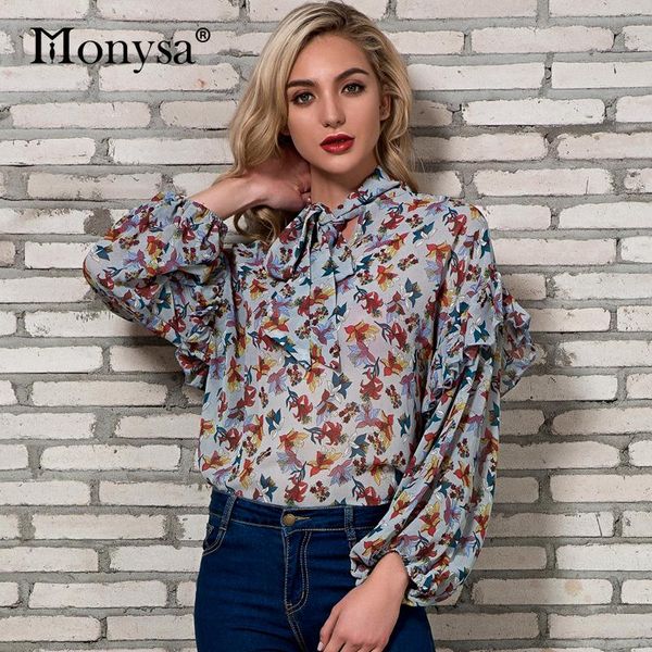 women's blouses & shirts women chiffon blouse arrivals 2021 floral print ladies lantern long sleeve ruffle streetwear clothes with bow, White
women's blouses & shirts women chiffon blouse arrivals 2021 floral print ladies lantern long sleeve ruffle streetwear clothes with bow, White