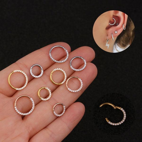 hoop & huggie 1pcs 316l stainless steel cz cartilage earring hinged segment clicker ring nose septum jewelry daith piercing, Golden;silver
hoop & huggie 1pcs 316l stainless steel cz cartilage earring hinged segment clicker ring nose septum jewelry daith piercing, Golden;silver