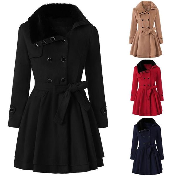 women's trench coats winter fashion lapel double-breasted thick wool casual jackets warm plus size female outwear, Tan;black
women's trench coats winter fashion lapel double-breasted thick wool casual jackets warm plus size female outwear, Tan;black