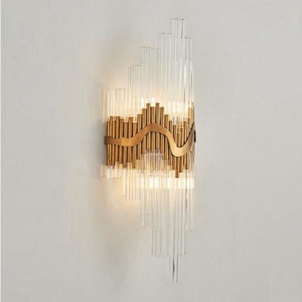 wall lamp luxury design glass gold sconce light dia25*h60cm lustre bedroom lighting