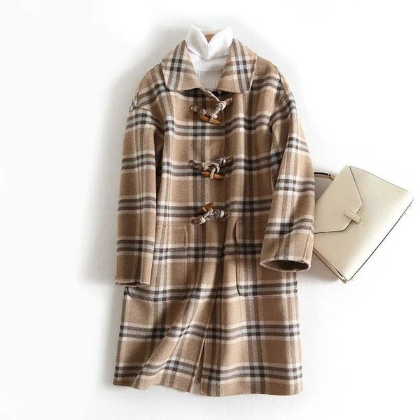 women's wool & blends cashmere coat for fall 2021 style single-breasted double-sided female mid-length woolen, Black
women's wool & blends cashmere coat for fall 2021 style single-breasted double-sided female mid-length woolen, Black