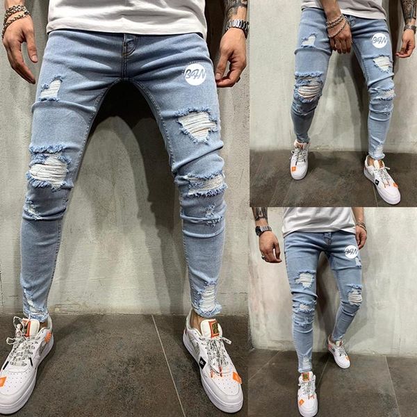 men's jeans sweatpants hole casual spring autumn male ripped skinny trousers knee biker hip-hop, Blue
men's jeans sweatpants hole casual spring autumn male ripped skinny trousers knee biker hip-hop, Blue