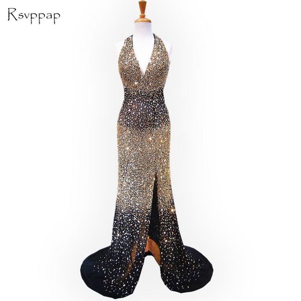 party dresses luxury long evening dress 2021 heavy gold beaded crystals v-neck sleeveless high slit black women african, White;black
party dresses luxury long evening dress 2021 heavy gold beaded crystals v-neck sleeveless high slit black women african, White;black