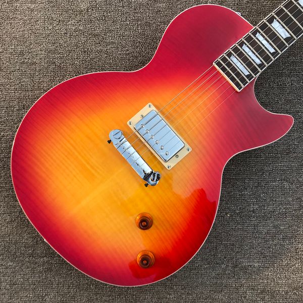 rosewood fingerboard electric guitar, chrome hardware, cherry burst color, a piece of pickup, solid mahogany body guitar
rosewood fingerboard electric guitar, chrome hardware, cherry burst color, a piece of pickup, solid mahogany body guitar