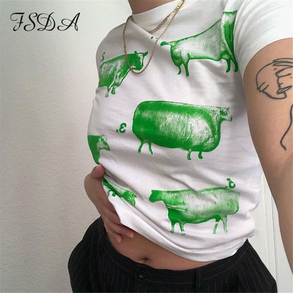 2021 print short sleeve crop t shirts women casual green y2k summer basic fashion cute streetwear harajuku high quality, White
2021 print short sleeve crop t shirts women casual green y2k summer basic fashion cute streetwear harajuku high quality, White