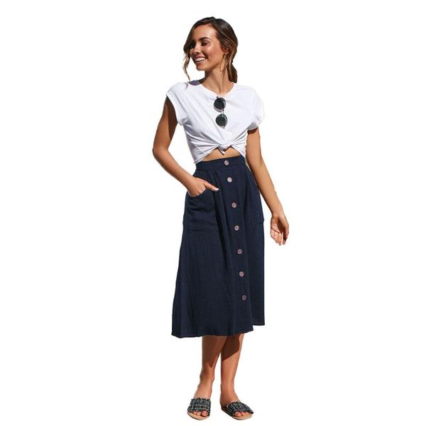 skirts midi elastic shopping solid swing casual loose women skirt summer party spring pocket button high waist, Black
skirts midi elastic shopping solid swing casual loose women skirt summer party spring pocket button high waist, Black
