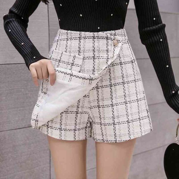 autumn winter elegant woolen women short high waist wide leg outerwear plaid booty skirt pantalones cortos de mujer, White;black
autumn winter elegant woolen women short high waist wide leg outerwear plaid booty skirt pantalones cortos de mujer, White;black