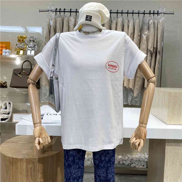 original niche design 2021 color monogrammed return shirt with round neck short top, White
original niche design 2021 color monogrammed return shirt with round neck short top, White