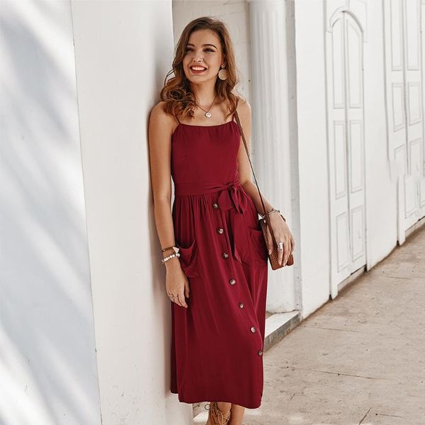 casual dresses women's square-neck button sling high waist summer beach swing dress with pocket solid color a66, Black;gray
casual dresses women's square-neck button sling high waist summer beach swing dress with pocket solid color a66, Black;gray