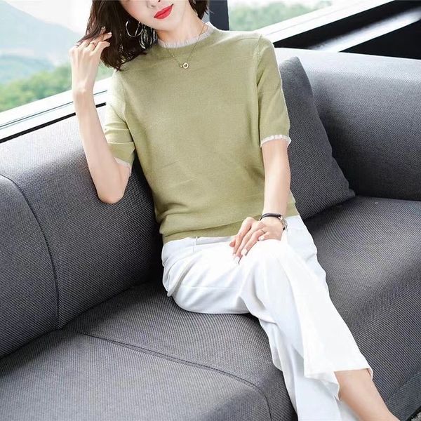 t-shirt summer short undergarment thin sweater half sleeve with auricular neck t-shirt, White
t-shirt summer short undergarment thin sweater half sleeve with auricular neck t-shirt, White