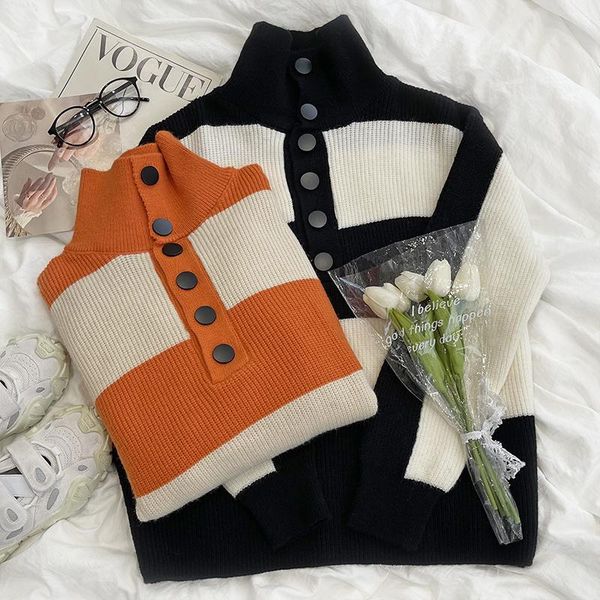 women's sweaters mooirue patchwork orange striped 's neck sweater long sleeve autumn winter oversized, White;black
women's sweaters mooirue patchwork orange striped 's neck sweater long sleeve autumn winter oversized, White;black