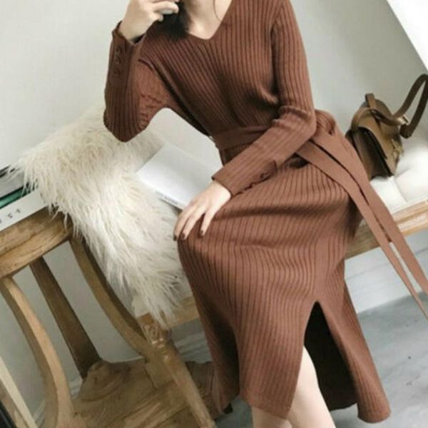 casual dresses women autumn winter knitted sweater dress stretchy long sleeve v-neck knitting midi, Black;gray
casual dresses women autumn winter knitted sweater dress stretchy long sleeve v-neck knitting midi, Black;gray