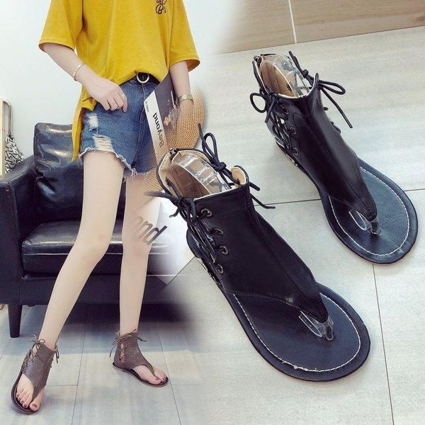 sandals explosive style flat flip flops roman women summer european and american fashion lace up large size women's shoes a, Black
sandals explosive style flat flip flops roman women summer european and american fashion lace up large size women's shoes a, Black