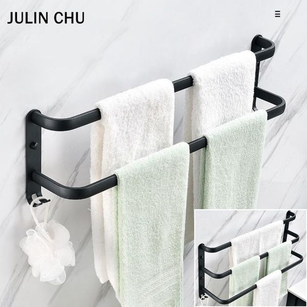 black towel shelf space aluminium multilayer bathroom towels bar bathtowel rack rod rail hang for kitchen accessories racks