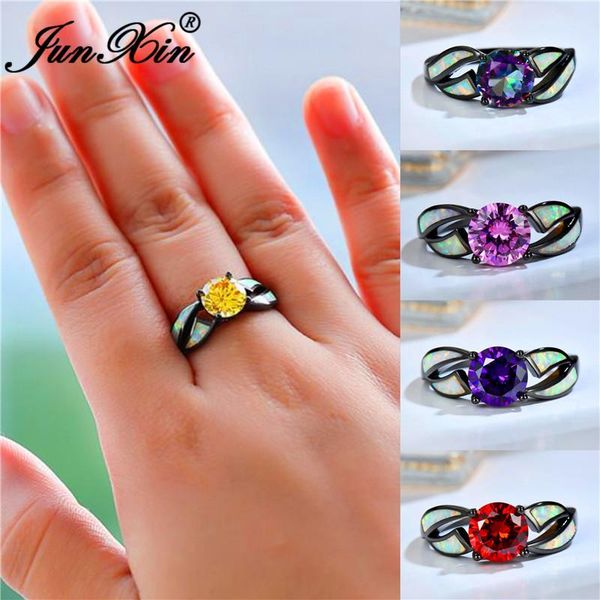 Fashion Yellow Pink Purple Red Stone Wedding Rings For Women Black Gold White Fire Opal Ring Promise Engagement Crystal Jewelry, Slivery;golden
Fashion Yellow Pink Purple Red Stone Wedding Rings For Women Black Gold White Fire Opal Ring Promise Engagement Crystal Jewelry, Slivery;golden