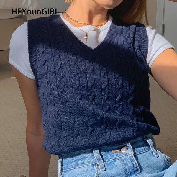 heyoungirl solid casual sleeveless sweater vest y2k preppy style knitted jumpers ladies vintage korean streetwear fashion 2021, Black;white
heyoungirl solid casual sleeveless sweater vest y2k preppy style knitted jumpers ladies vintage korean streetwear fashion 2021, Black;white