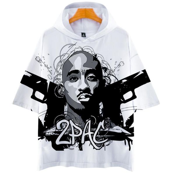 

men's t-shirts fashion luckyfriday 2pac rapper t-shirt 3d hoodie summer short sleeve harajuku hip hop streetwear, White;black
