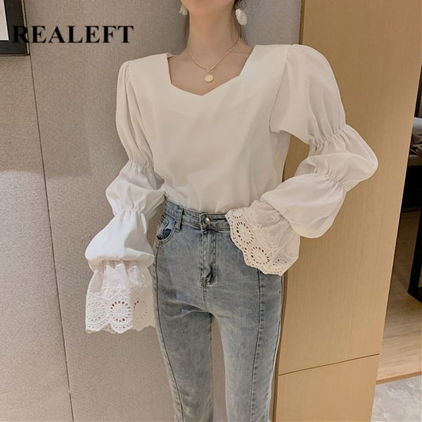 spring white women's shirt female blouse fashionable lantern sleeve korean ol style casual blouses ladies 210428
spring white women's shirt female blouse fashionable lantern sleeve korean ol style casual blouses ladies 210428