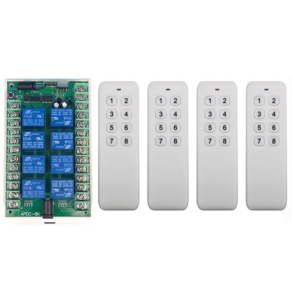 smart home control dc 12v 24v 8 ch channels 8ch rf wireless remote switch system receiver transmitter relay 315/433 mhz
smart home control dc 12v 24v 8 ch channels 8ch rf wireless remote switch system receiver transmitter relay 315/433 mhz